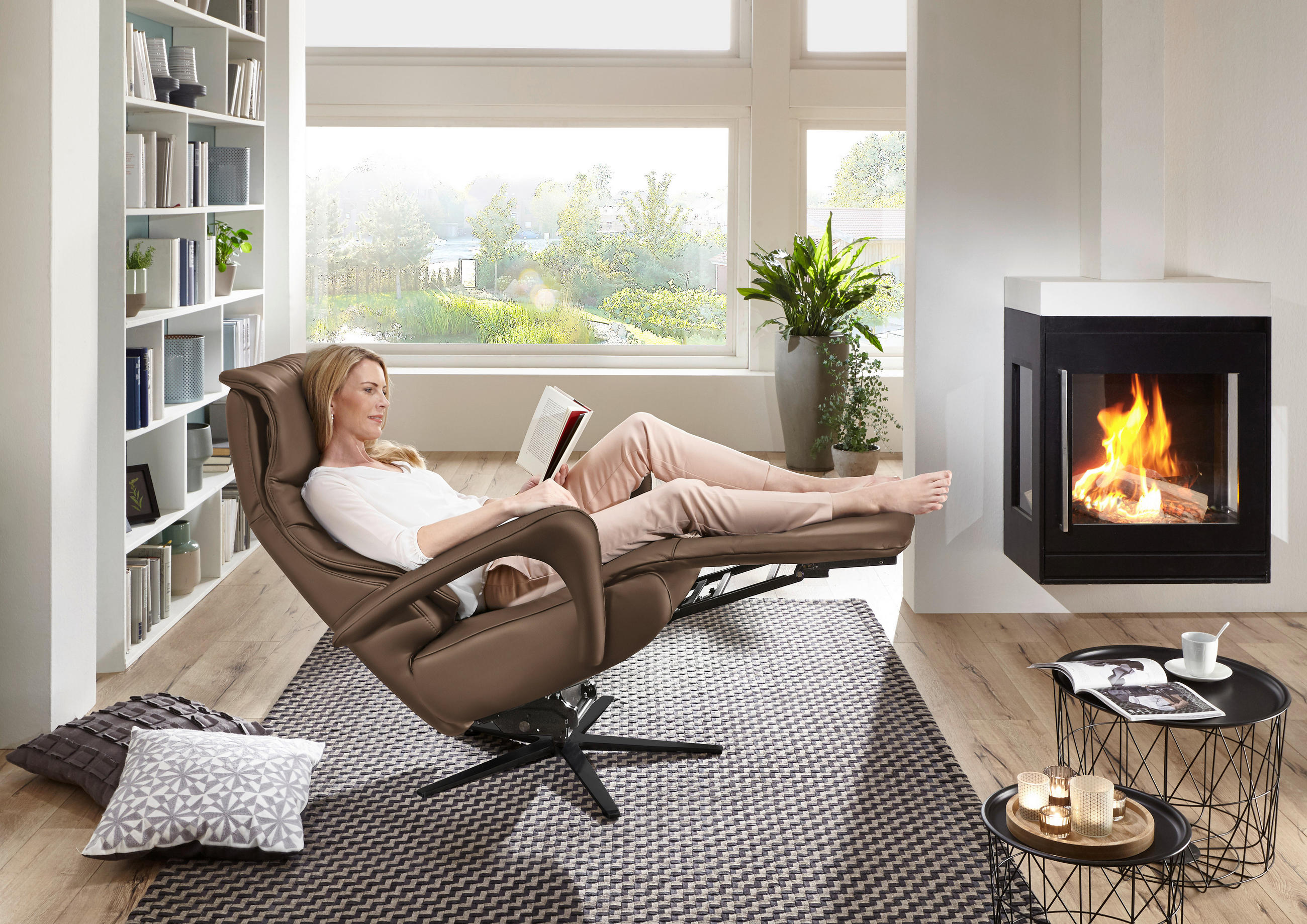 RELAXSESSEL in Leder Graubraun  - Graubraun/Schwarz, Design, Leder/Metall (75/106/88cm) - Dieter Knoll