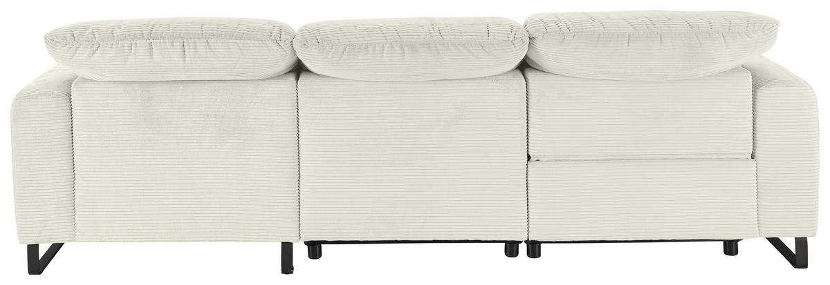 ECKSOFA in Cord Weiß  266/180 cm  - Schwarz/Weiß, KONVENTIONELL, Textil/Metall (266/180cm) - Hom`in