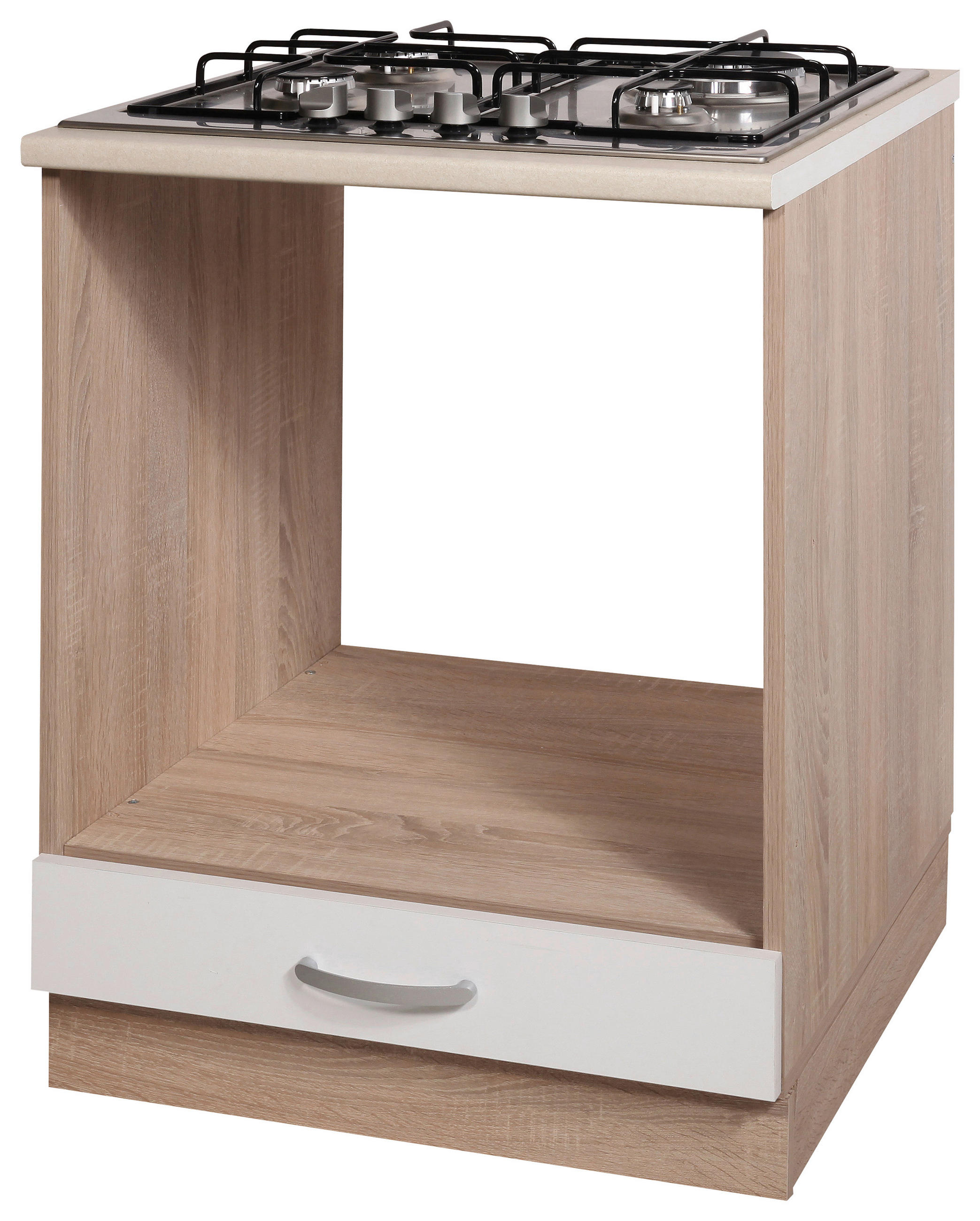 OMARA ZA VGRADNJO ŠTEDILNIKA - bela/hrast sonoma, Design, leseni material (60/83/55cm) - Boxxx