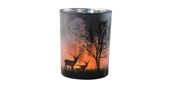 TEELICHTGLAS - Silberfarben/Schwarz, Basics, Glas (10/12,5cm) - Ambia Home
