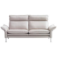 2-SITZER-SOFA Beige Echtleder  - Chromfarben/Beige, KONVENTIONELL, Leder/Metall (176/93/88cm) - Erpo