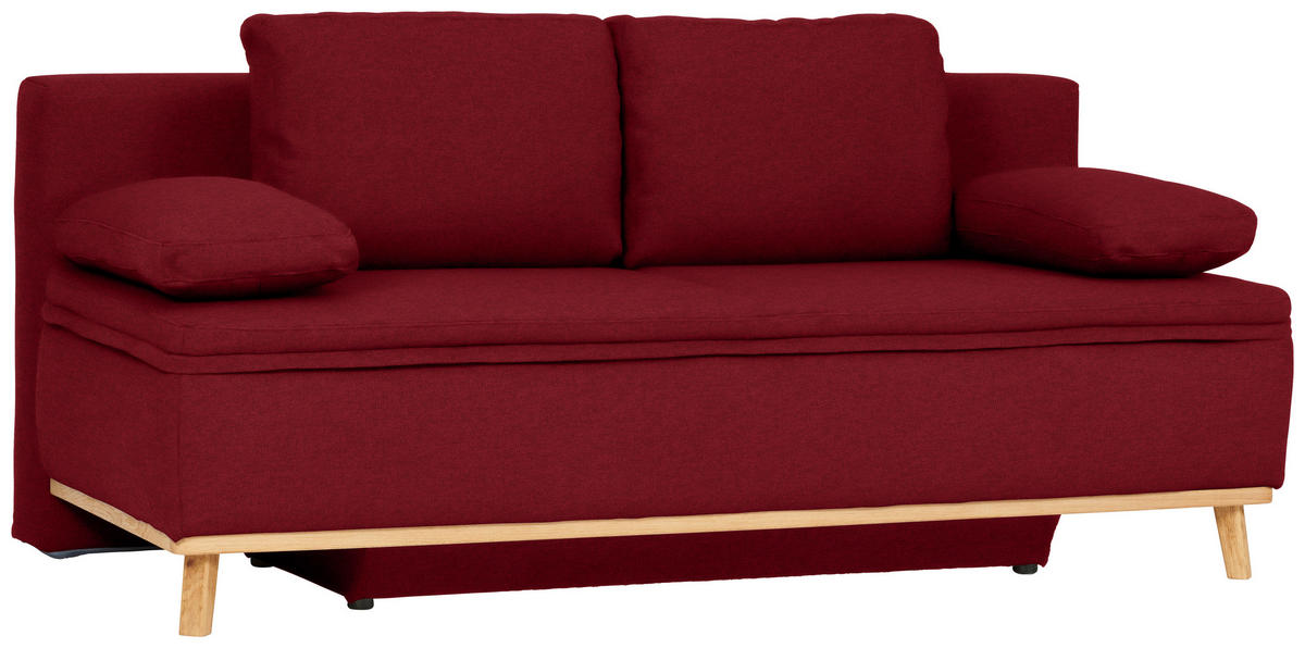 SCHLAFSOFA in Webstoff Dunkelrot  - Naturfarben/Dunkelrot, Konventionell, Holz/Textil (203/95/96cm) - Venda