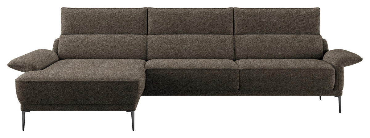 ECKSOFA in Bouclé Taupe  - Taupe/Schwarz, Modern, Textil/Metall (186/330cm) - Johann Jakob