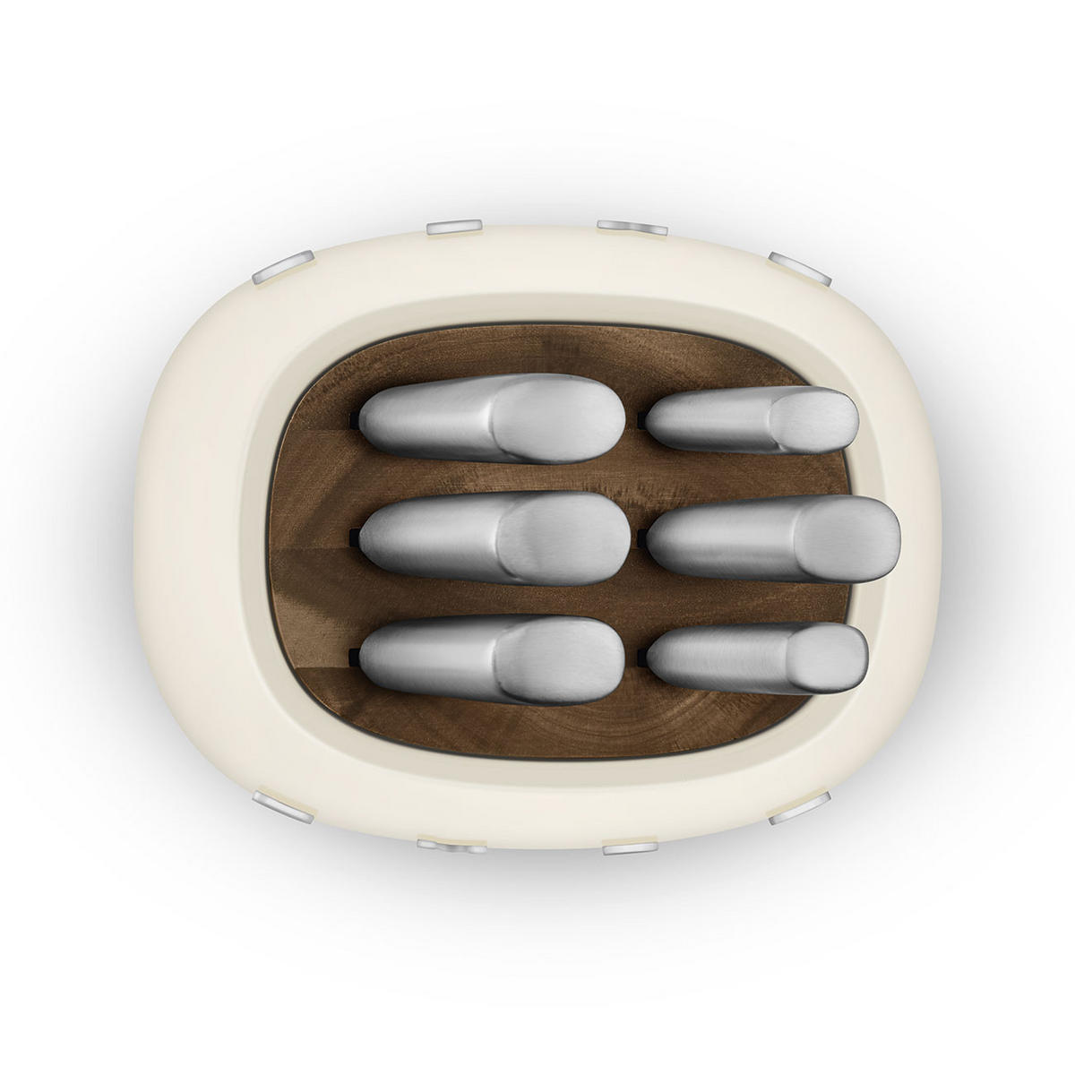 MESSERBLOCK 6-teilig  - Creme, Basics, Holz/Kunststoff (13,5/23,2/19cm) - SMEG