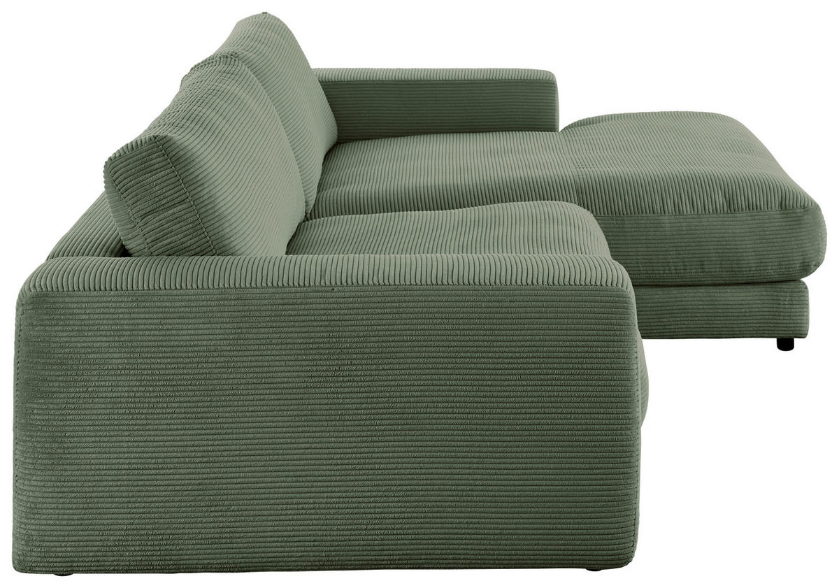 ECKSOFA in Cord Grün  - Schwarz/Grün, Design, Kunststoff/Textil (250/190cm) - Pure Home Lifestyle