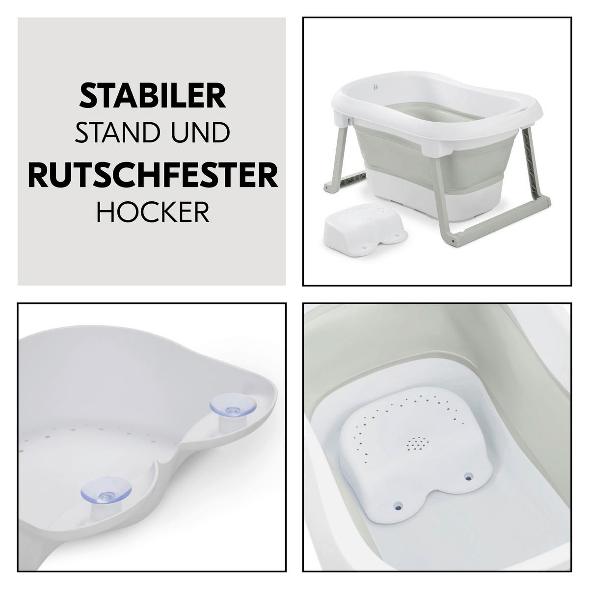BABYBADEWANNE Wash N Fold  - Salbeigrün/Weiß, Basics, Kunststoff (56/44/78cm) - Hauck