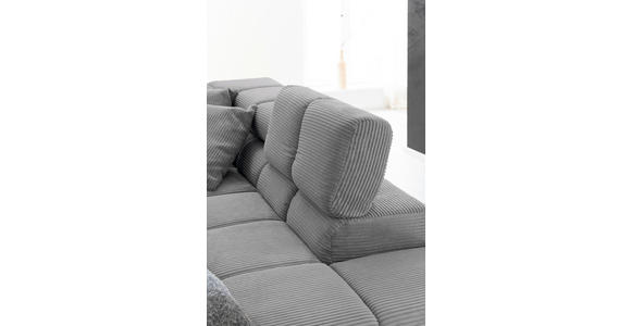 ECKSOFA inkl. Sitzvorzug in Cord Dunkelgrau  - Dunkelgrau/Schwarz, Design, Textil/Metall (321/216cm) - Hom`in