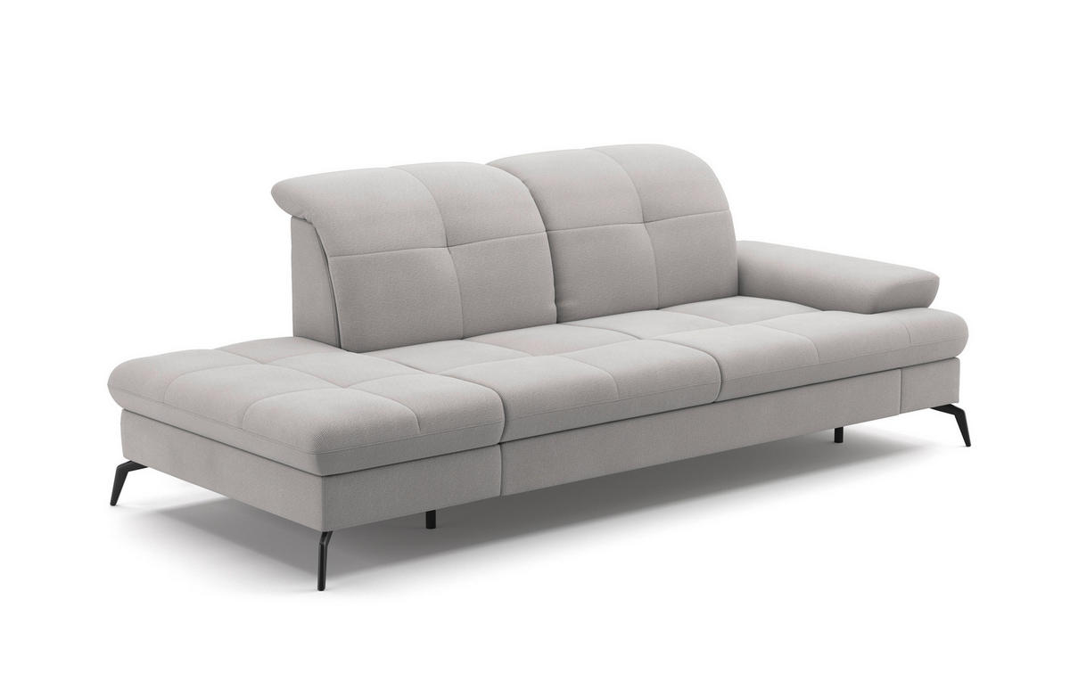 RÉCAMIERE in Flachgewebe Silberfarben  - Silberfarben/Schwarz, Konventionell, Textil/Metall (231/90/122cm) - Sit & More