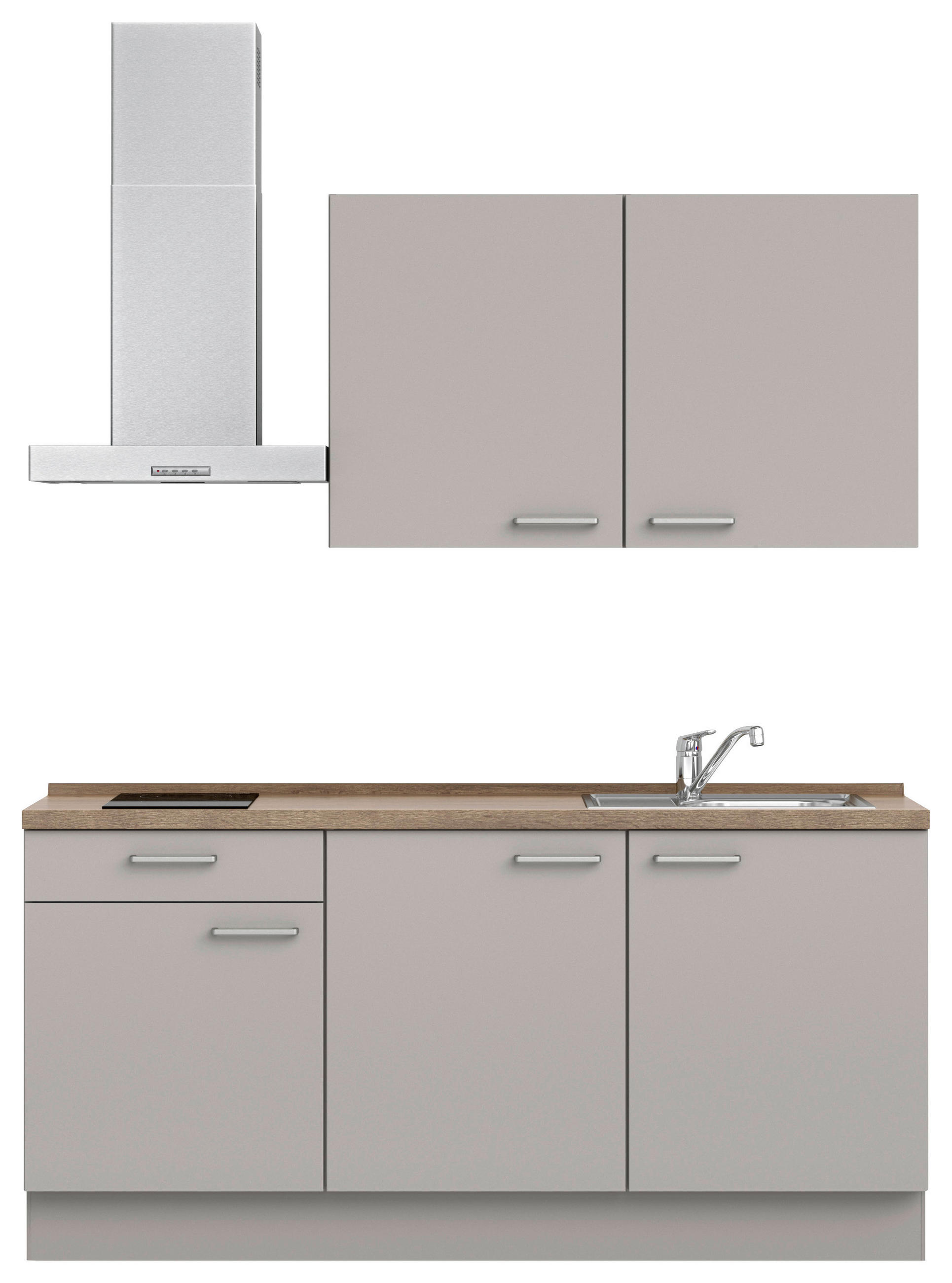 KÜCHENLEERBLOCK 180 cm   in Grau, Eiche dunkel  - Eiche dunkel/Edelstahlfarben, MODERN, Holzwerkstoff/Metall (180cm) - Nobilia