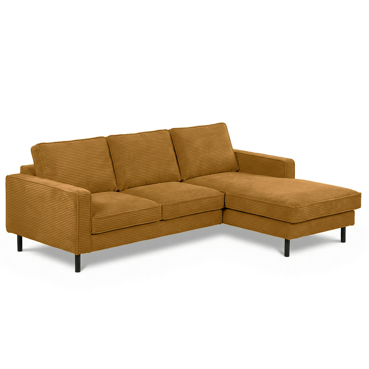ECKSOFA Cord Senfgelb  - Senfgelb/Schwarz, Design, Textil/Metall (238/166cm) - Livetastic