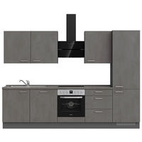KÜCHENLEERBLOCK 300 cm   in Schieferfarben  - Schieferfarben/Edelstahlfarben, MODERN, Holzwerkstoff/Metall (300cm) - Nobilia