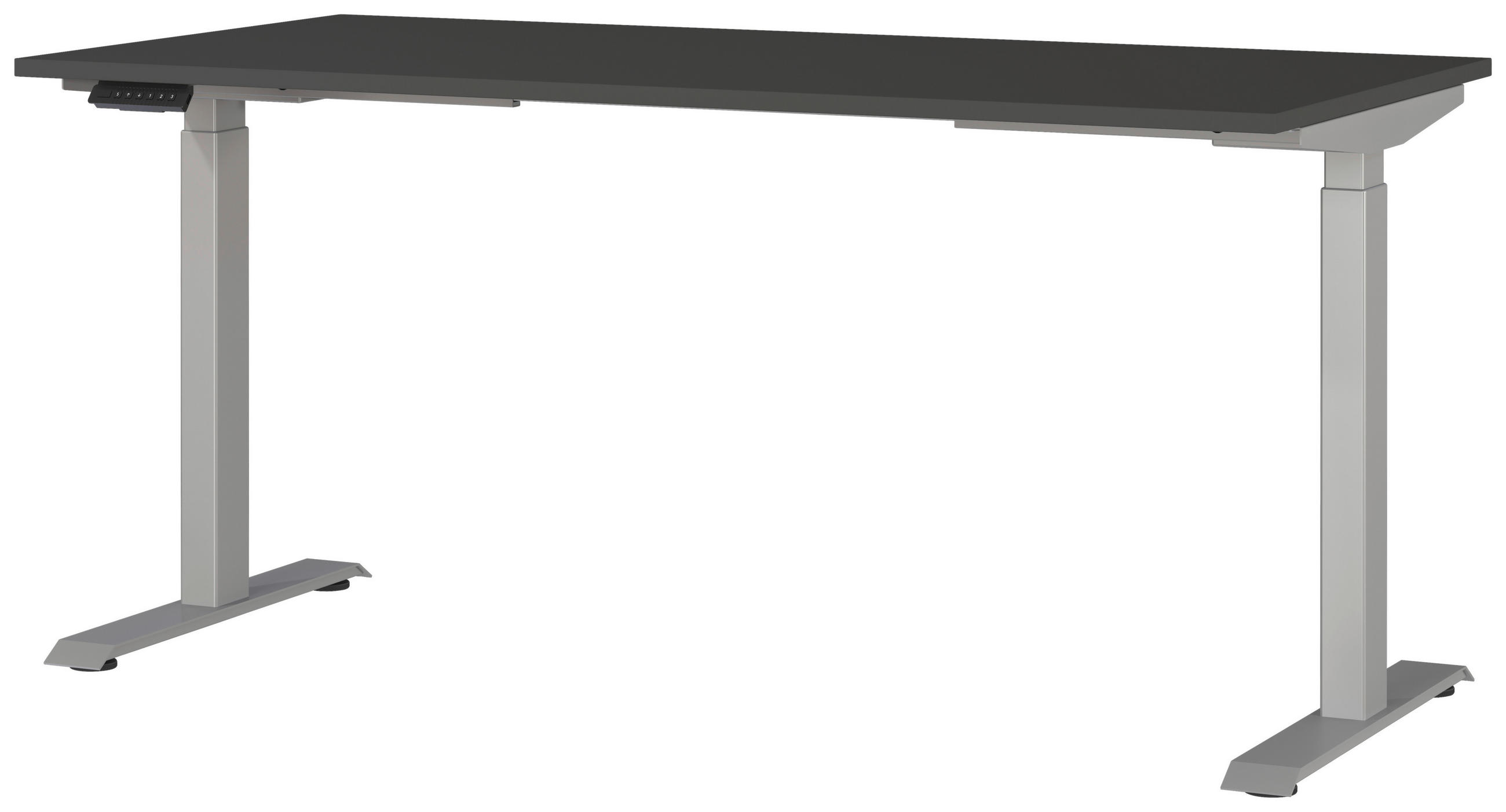 SCHREIBTISCH 160/80/72-118 cm  in Graphitfarben, Silberfarben  - Silberfarben/Graphitfarben, MODERN, Holzwerkstoff/Metall (160/80/72-118cm) - Novel