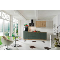 KÜCHENBLOCK 270 cm   in Eichefarben, Dunkelgrün  - Dunkelgrün/Eichefarben, KONVENTIONELL, Holzwerkstoff/Metall (270cm) - Welnova