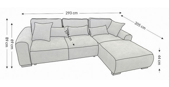 ECKSOFA Graphitfarben Chenille  - Graphitfarben/Grau, KONVENTIONELL, Kunststoff/Textil (293/205cm) - Carryhome