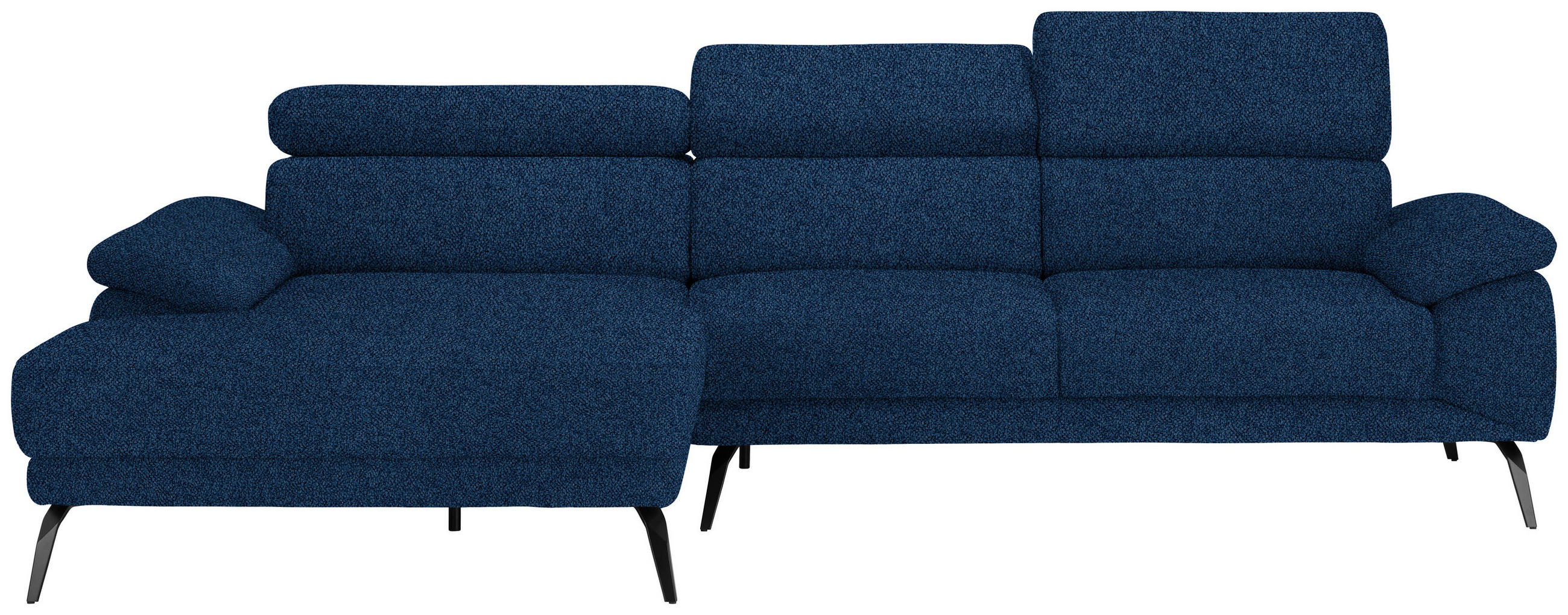 ECKSOFA in Velours Dunkelblau  - Schwarz/Dunkelblau, Design, Textil/Metall (187/295cm) - Novel