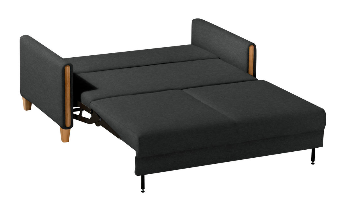 SCHLAFSOFA in Holz, Textil Schwarz, Buchefarben  - Buchefarben/Schwarz, Design, Holz/Textil (174/88/104cm) - Niels Andersson