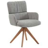 ARMLEHNSTUHL  Typenauswahl, Sitzfläche 360° drehbar, inklusive Armlehnen, Gestellauswahl, automatische Rückholfunktion Mikrofaser  Grau  - Eichefarben/Grau, Design, Holz/Textil (61/86/63cm) - Valdera