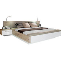 BETTANLAGE - Eichefarben/Weiß Hochglanz, Design (180/200cm) - Carryhome