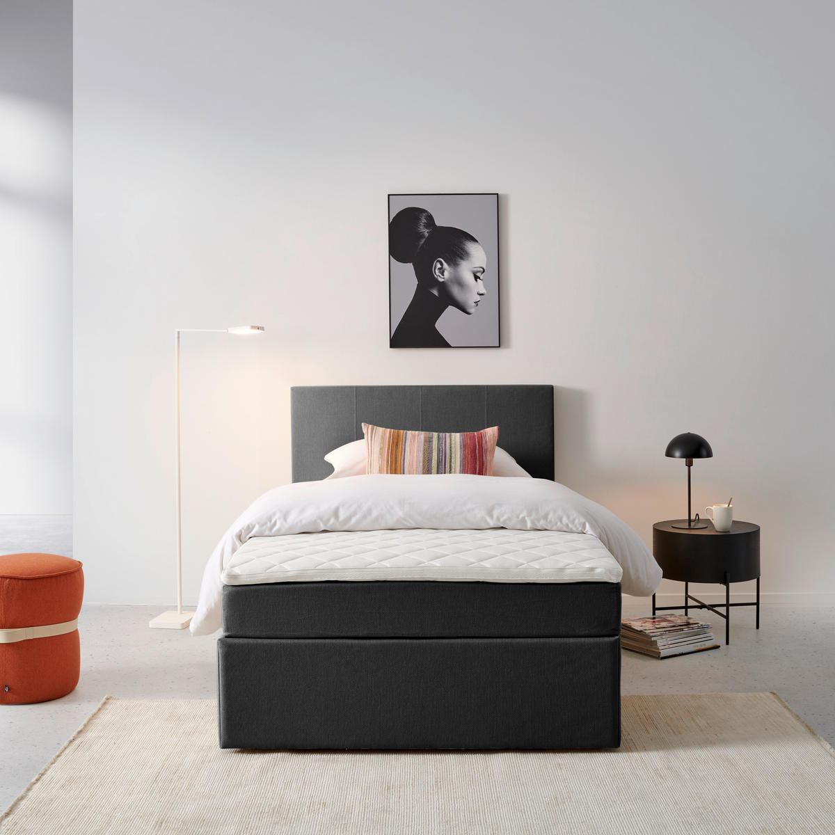 BOX KREVET    120/200 cm  - siva/crna, Konvencionalno, drvni materijal/tekstil (120/200cm) - P & B