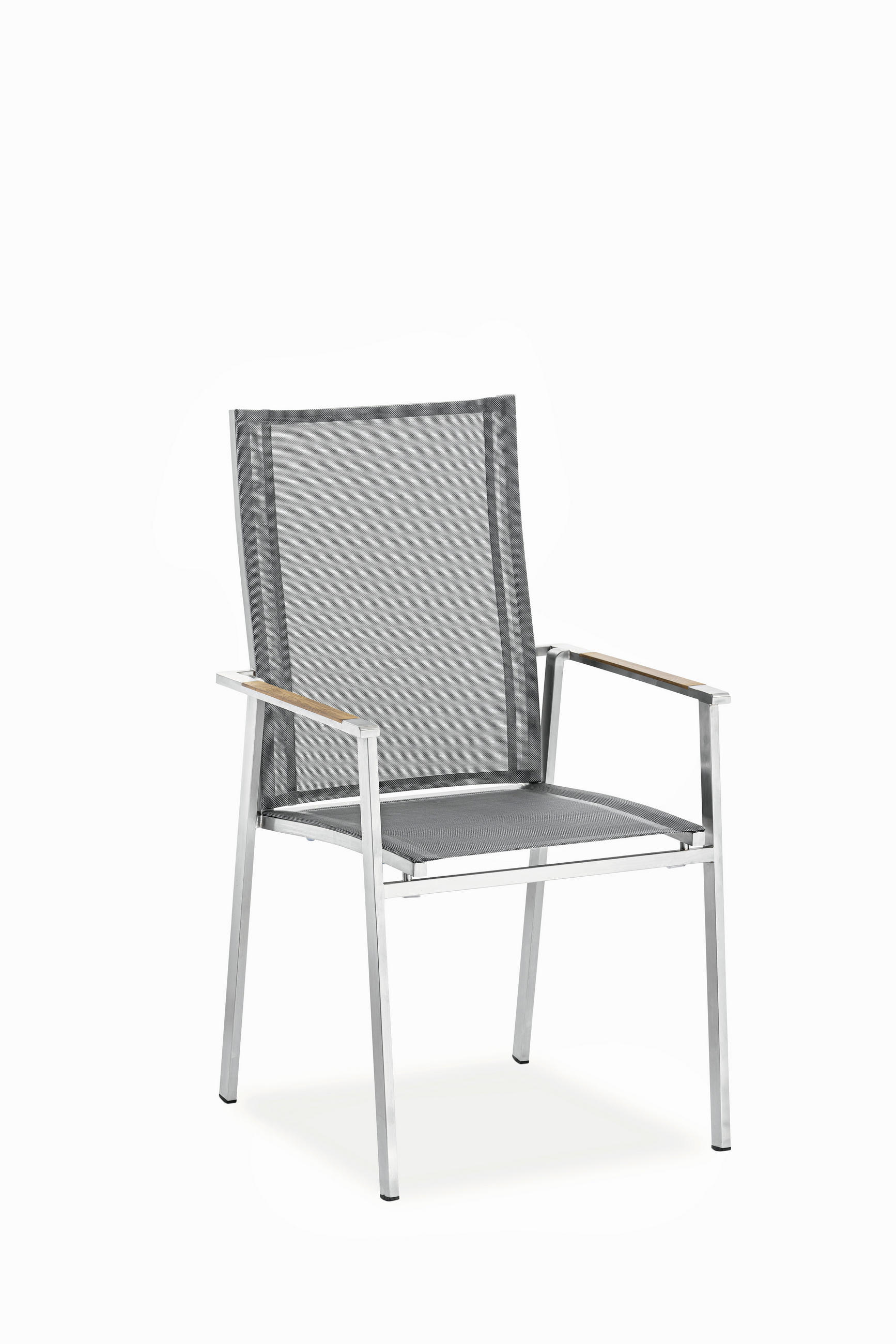 GARTENSTUHL Edelstahl Grau, Edelstahlfarben  - Edelstahlfarben/Grau, Design, Holz/Textil (57/100/64cm)