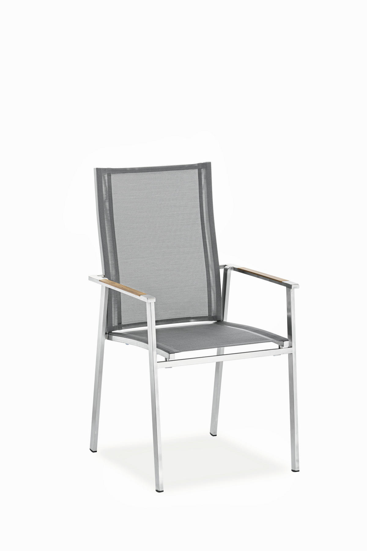 GARTENSTUHL Edelstahl Grau, Edelstahlfarben  - Edelstahlfarben/Grau, Design, Holz/Textil (57/100/64cm)