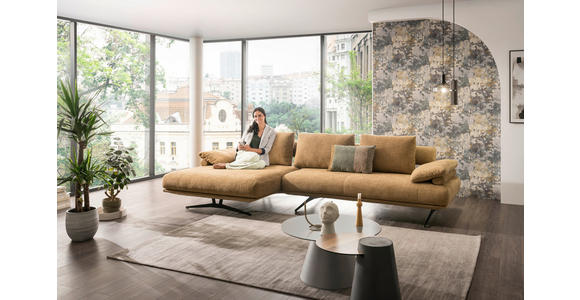 ECKSOFA in Chenille Honig 168/334 cm - Schwarz/Honig, Design, Textil/Metall (168/334cm) - Dieter Knoll