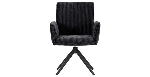 ARMLEHNSTUHL in Cord - Graphitfarben/Schwarz, Design, Textil/Metall (65/90/60cm) - Novel