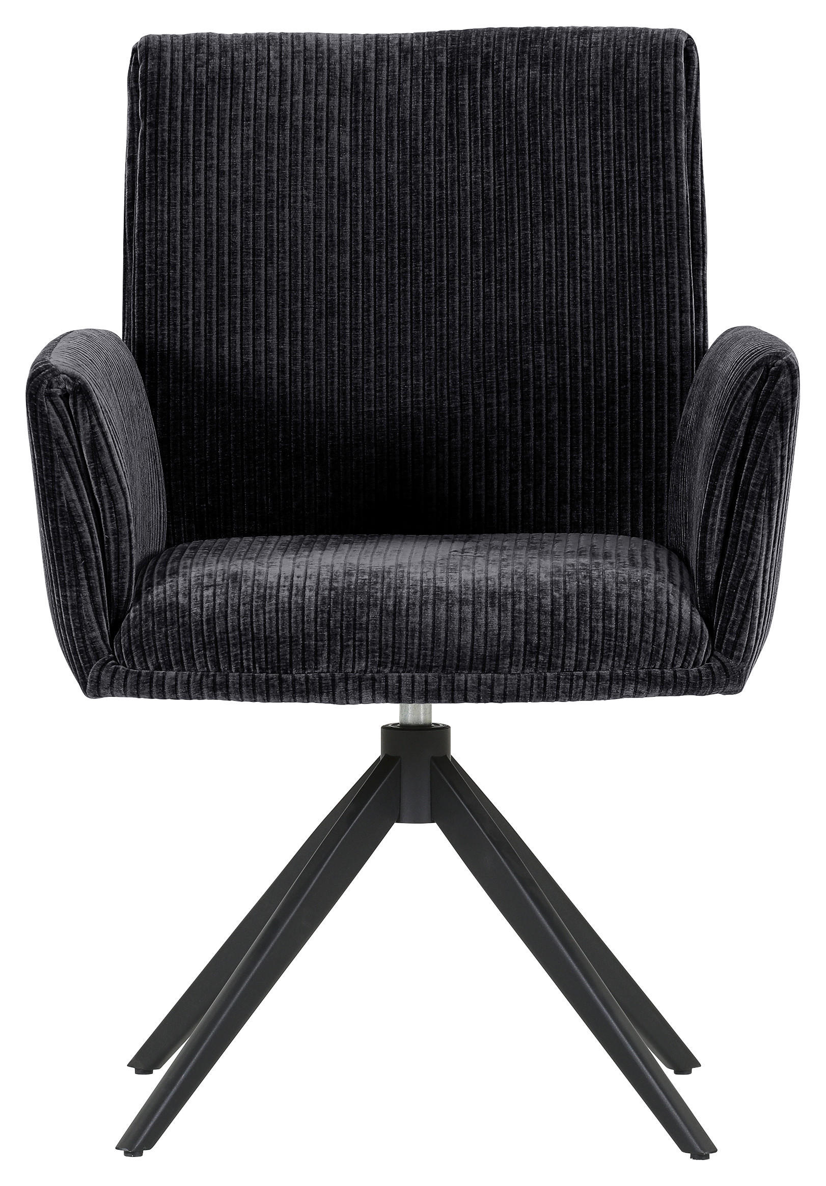 ARMLEHNSTUHL  in Cord  - Graphitfarben/Schwarz, Design, Textil/Metall (65/90/60cm) - Novel