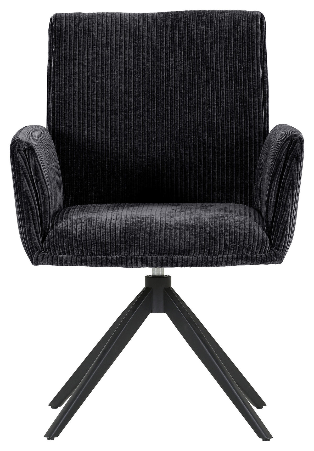 ARMLEHNSTUHL  in Cord  - Graphitfarben/Schwarz, Design, Textil/Metall (65/90/60cm) - Novel