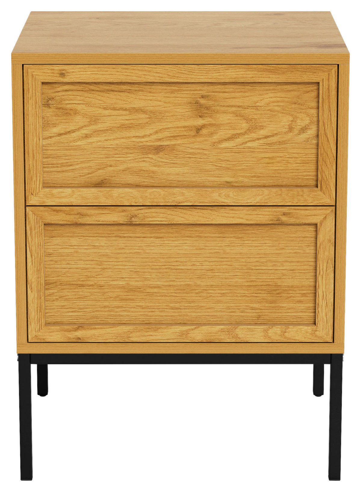 NACHTSCHRANK 46/61/40 cm  - Eichefarben/Schwarz, MODERN, Holzwerkstoff/Metall (46/61/40cm) - VanDerken