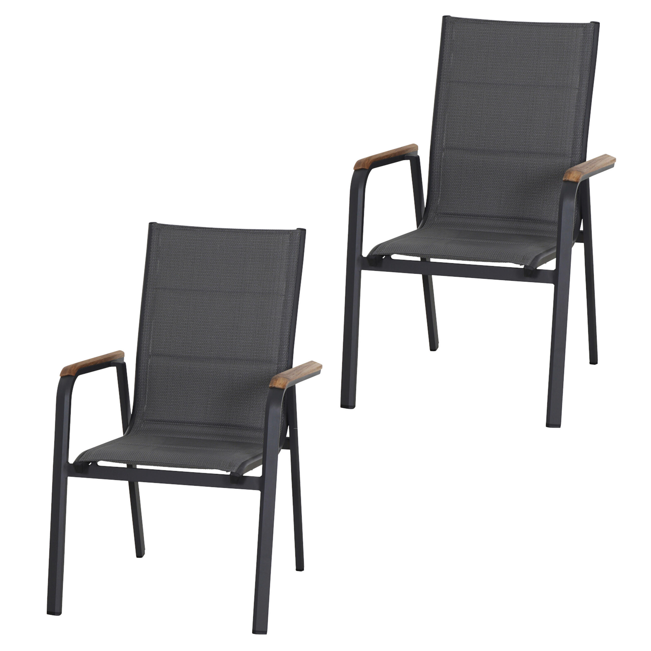 KLAPPSESSEL-SET - Anthrazit, Basics, Holz/Kunststoff (62,5/98/68cm) - Siena Garden