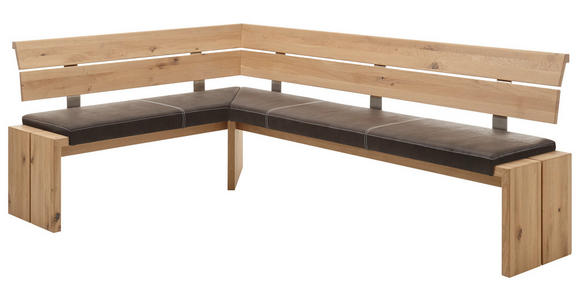 ECKBANK Flachgewebe Asteiche massiv Braun, Eichefarben - Eichefarben/Braun, KONVENTIONELL, Holz/Textil (160/230cm) - Linea Natura