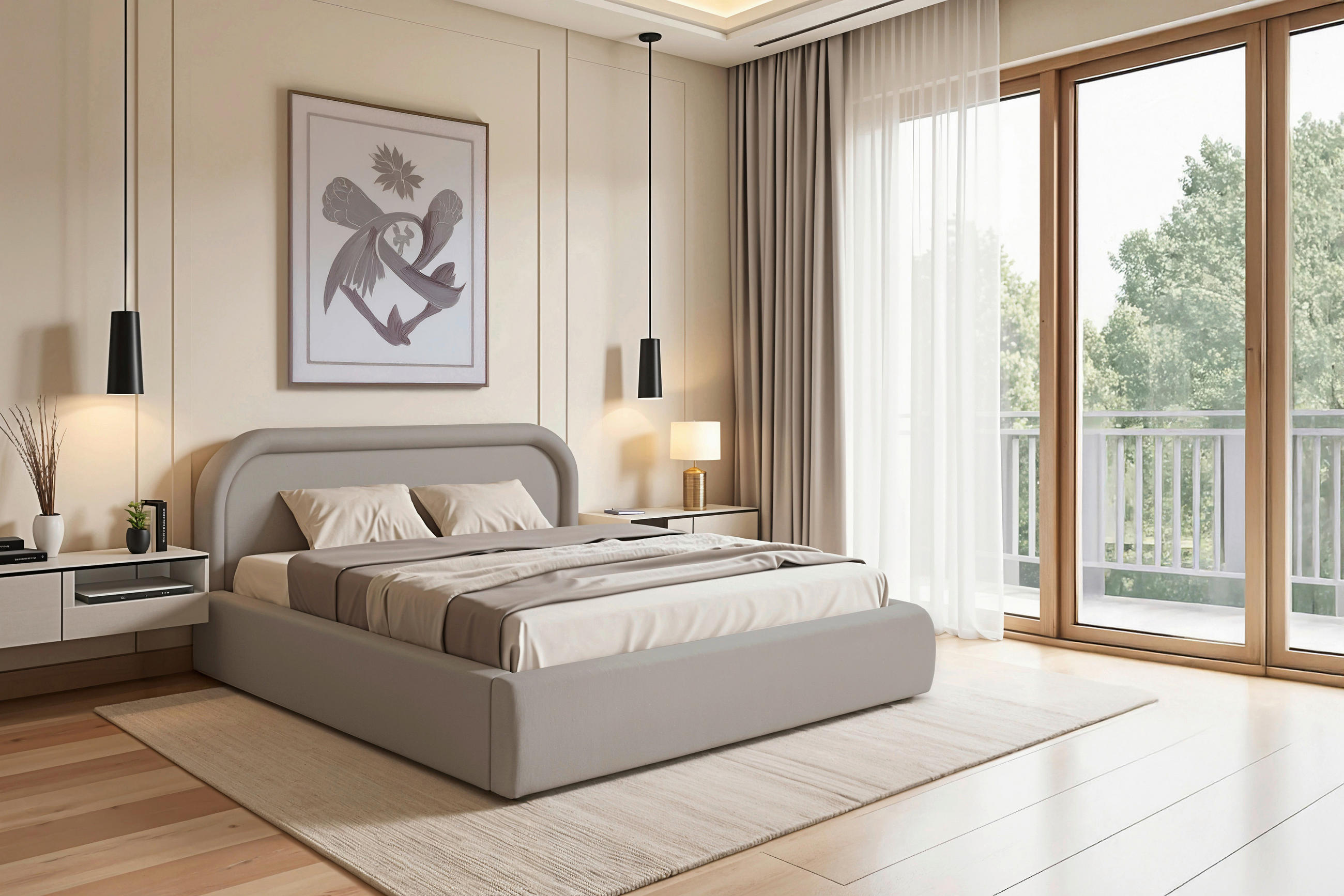 ČALÚNENÁ POSTEĽ, 160/200 cm, sivá - sivá/farba duba, Modern, drevo/textil (160/200cm) - Livetastic