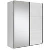 SCHWEBETÜRENSCHRANK 153,5/195,5/60 cm 2-türig Klar, Weiß Hochglanz  - Klar/Weiß Hochglanz, MODERN, Glas/Holzwerkstoff (153,5/195,5/60cm) - MID.YOU