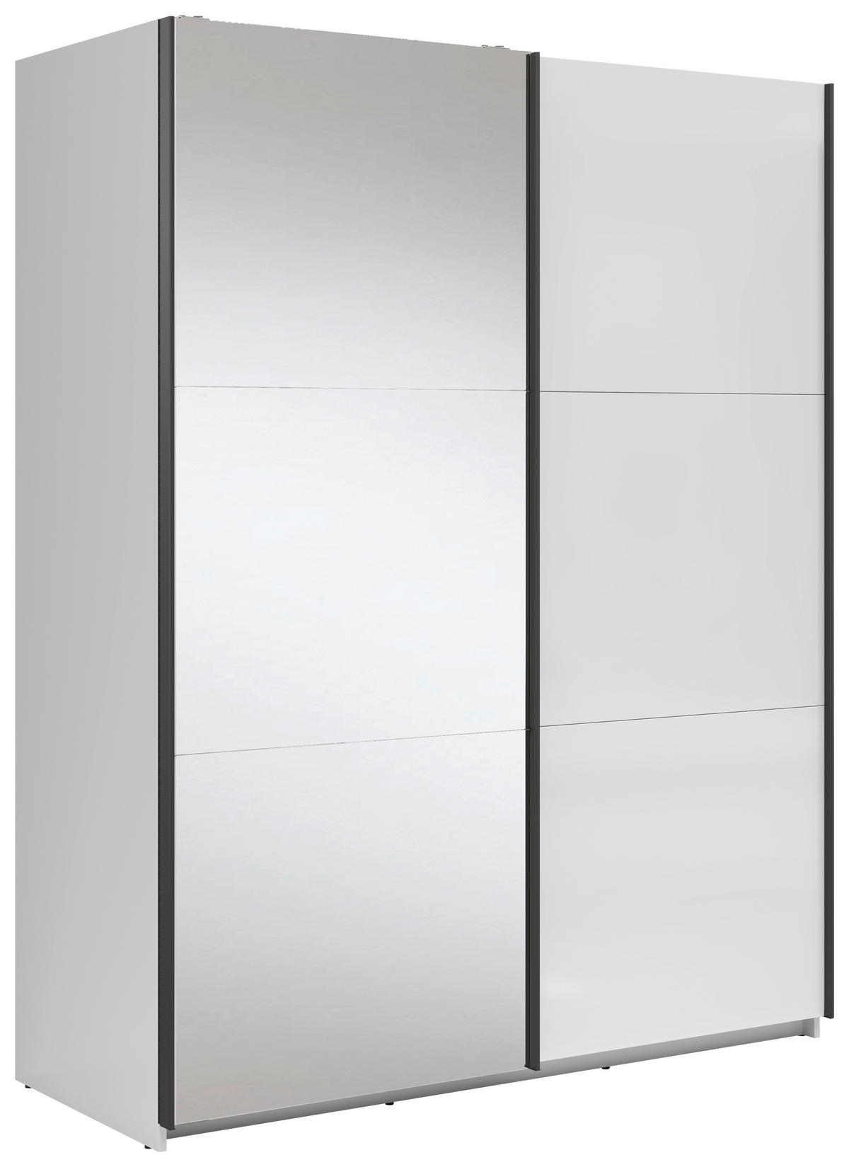 OMARA Z DRSNIMI VRATI, prozorno, bela, visoki sijaj  - bela/visoki sijaj, Moderno, kovina/steklo (153,5/195,5/60cm) - MID.YOU