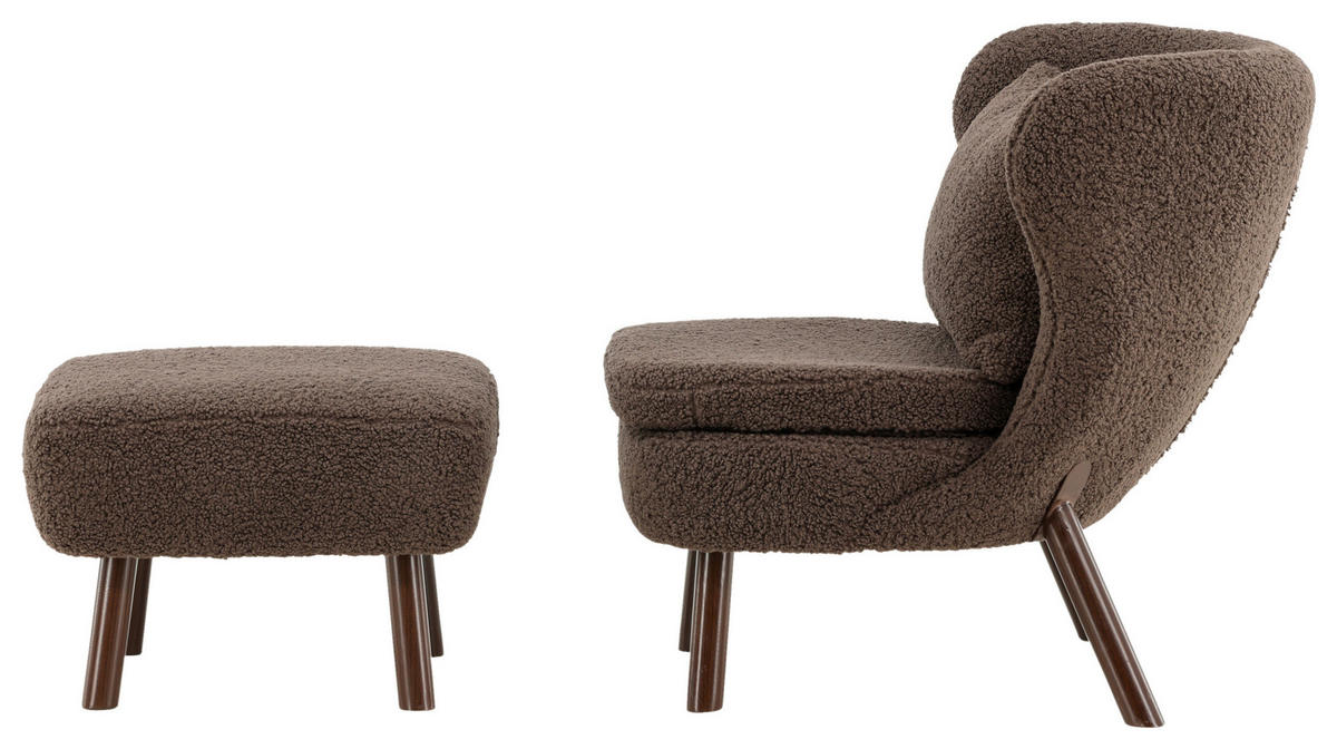 FÅTÖLJ MED FOTPALL i metall, textil brun  - brun, Design, metall/textil (60,5/80/85cm) - Livetastic
