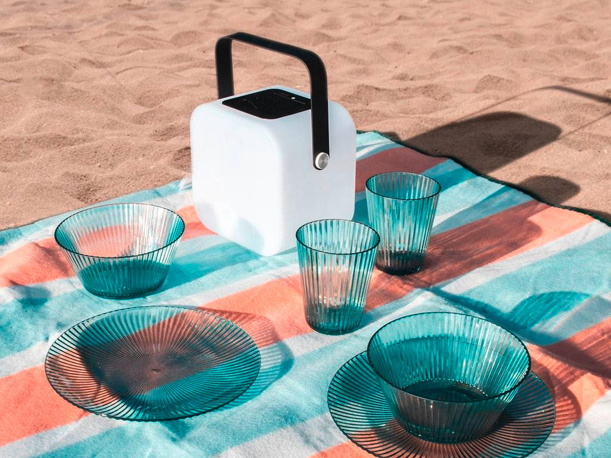 DEKA ZA PIKNIK 200/200 cm  CAPRI  - koralji/svijetlo plava, Basics, tekstil/plastika (200/200cm)