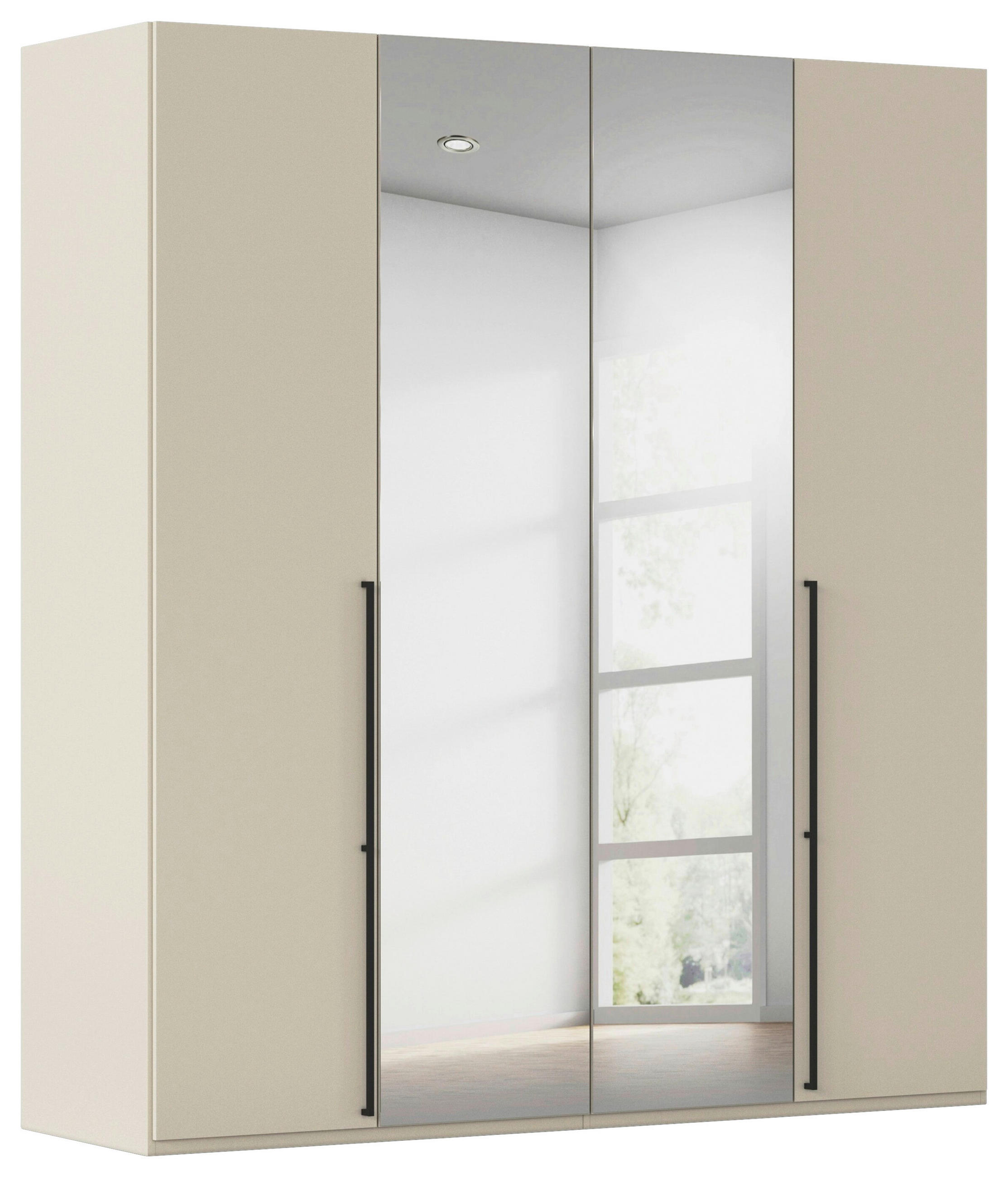DREHTÜRENSCHRANK 201/235/61 cm,  in Champagner, 4-türig  - Chromfarben/Champagner, Basics, Glas/Holzwerkstoff (201/235/61cm) - Novel