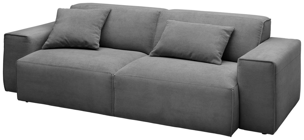 3-SITZER-SOFA in Cord Anthrazit  - Anthrazit/Schwarz, Design, Kunststoff/Textil (236/71/101cm) - Pure Home Lifestyle