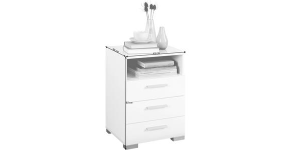 NACHTSCHRANK 45/62/35 cm - Weiß Hochglanz/Alufarben, KONVENTIONELL, Holzwerkstoff/Kunststoff (45/62/35cm) - Carryhome
