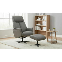 RELAXSESSELSET RELAVO Lederlook Echtleder Hocker    - Dunkelbraun/Schwarz, Design, Leder/Textil (72/109/86/111/81cm) - Livetastic