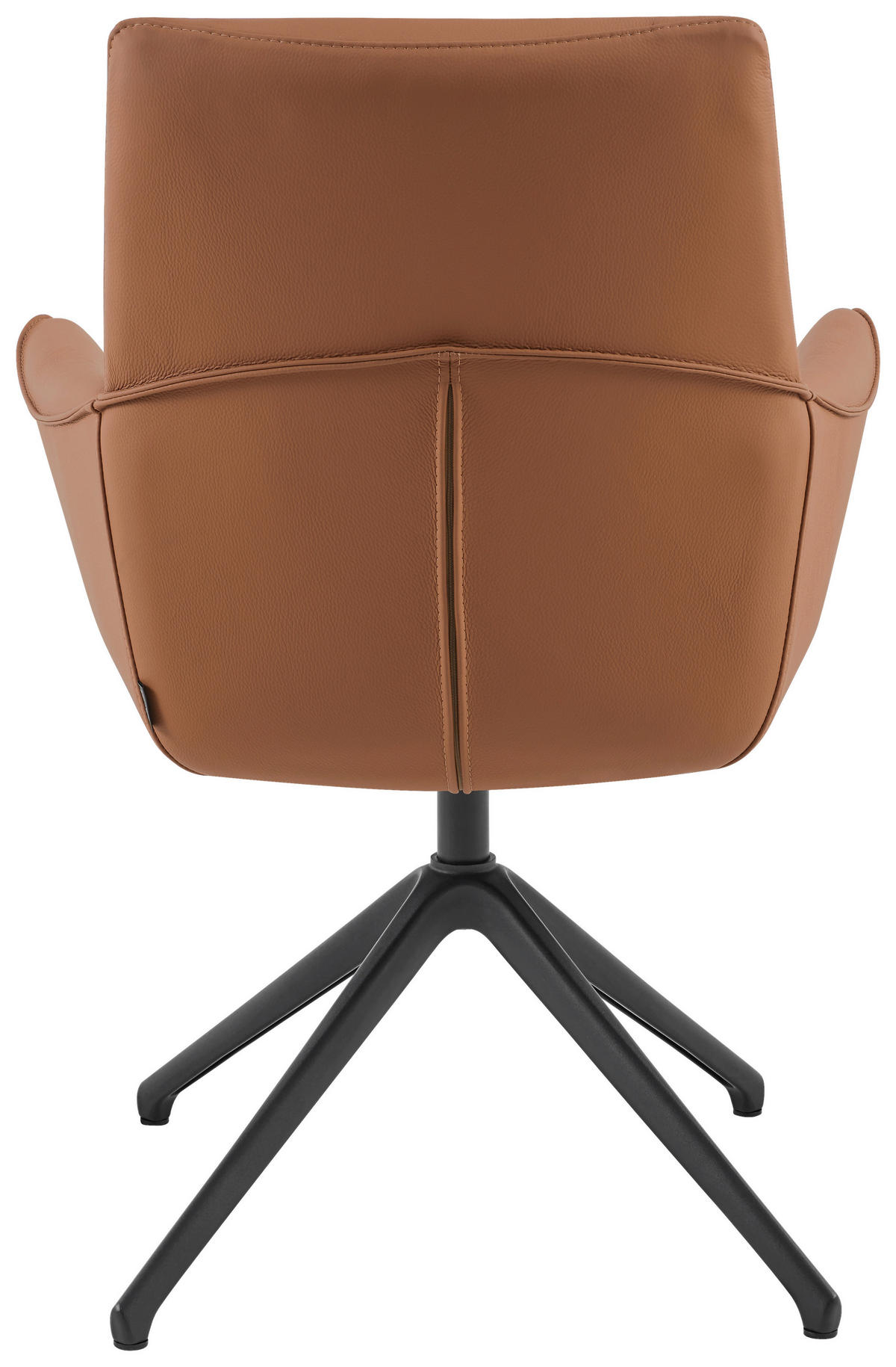 ARMLEHNSTUHL  in Aluminium, Eisen Echtleder pigmentiert  - Cognac/Schwarz, Design, Leder/Metall (65/92/67,5cm) - Novel