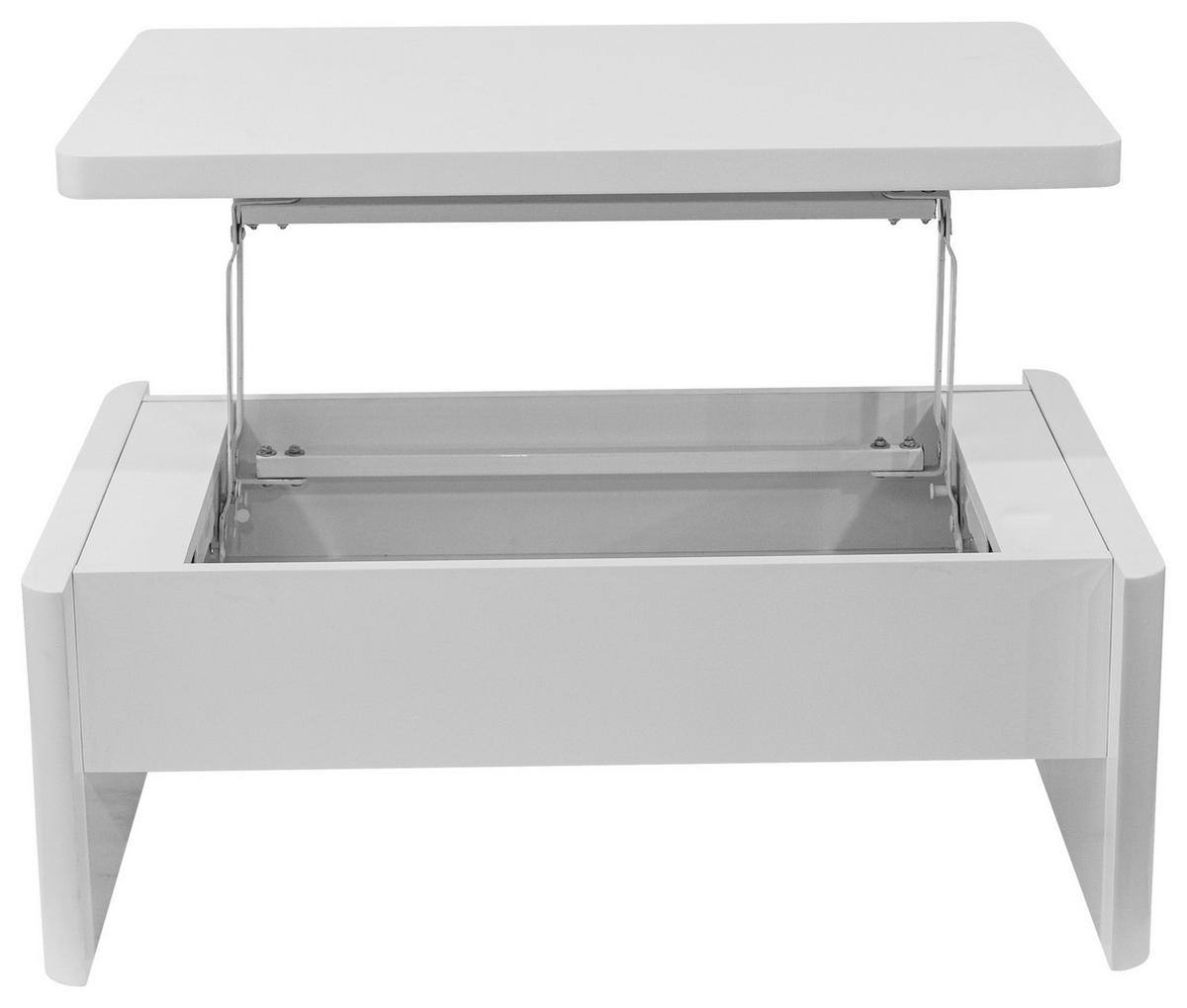 COUCHTISCH 90/60/38-63 cm rechteckig Weiß  - Weiß, KONVENTIONELL, Holzwerkstoff/Metall (90/60/38-63cm) - Xora