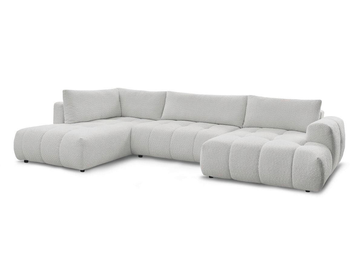 WOHNLANDSCHAFT  FUJI  Hellgrau Bouclé  - Hellgrau/Schwarz, MODERN, Kunststoff/Textil (204/377/160cm)