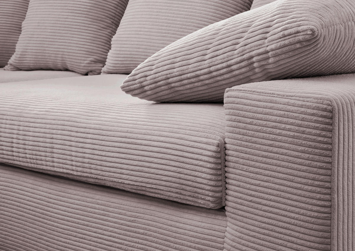 ECKSOFA in Cord Rosa  - Schwarz/Rosa, Modern, Kunststoff/Textil (200/278cm) - Livetastic