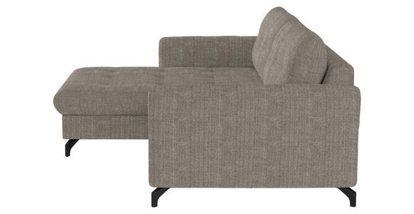 ECKSOFA in Flachgewebe, Leinenoptik Hellbraun  - Hellbraun/Schwarz, Design, Textil/Metall (170/242cm) - Xora