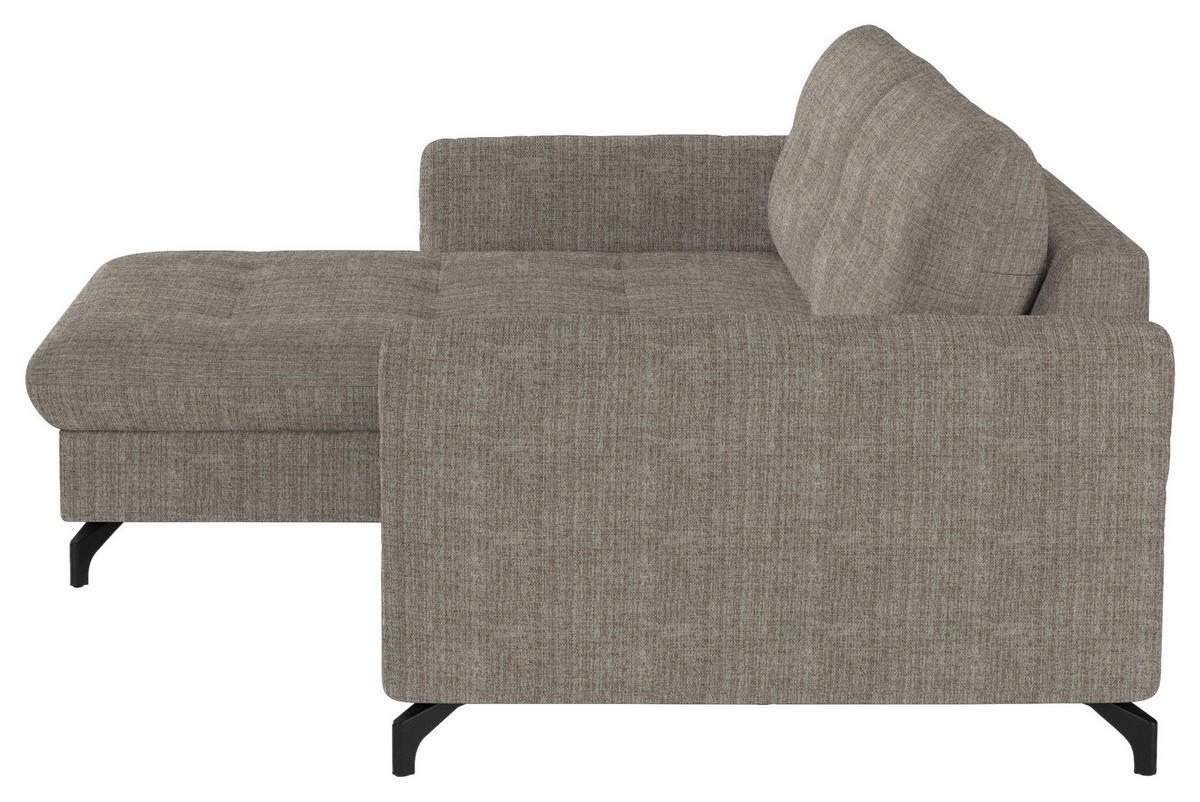 ECKSOFA in Flachgewebe, Leinenoptik Hellbraun  - Hellbraun/Schwarz, Design, Textil/Metall (170/242cm) - Xora