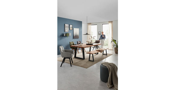 ESSTISCH in Holz, Metall 220/100/76 cm  - Wildeiche/Anthrazit, Design, Holz/Metall (220/100/76cm) - Waldwelt