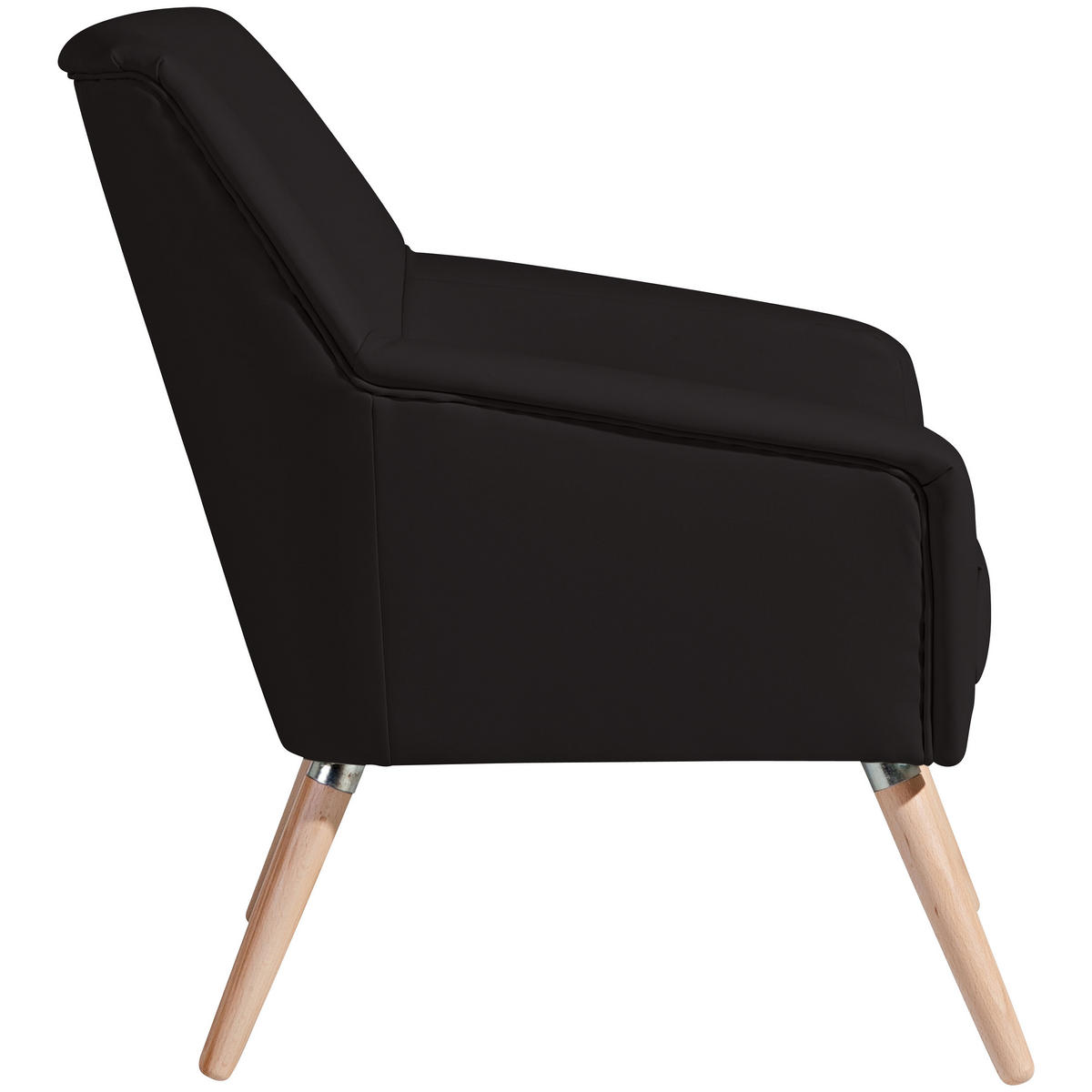 SESSEL in Lederlook Schwarz  - Buchefarben/Schwarz, Design, Holz/Textil (67/81/71cm) - Max Winzer
