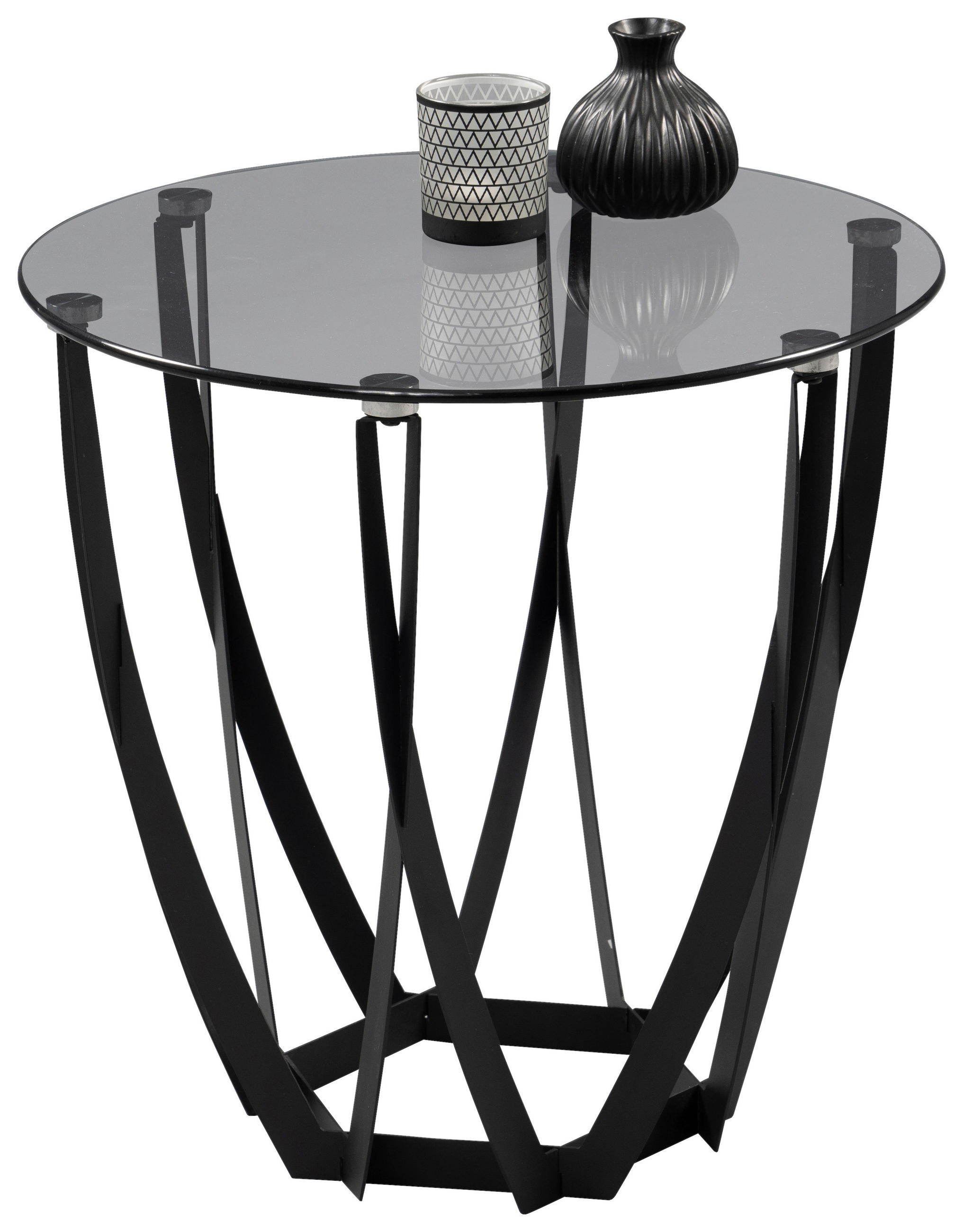BEISTELLTISCH 50/50/50 cm Grau, Schwarz rund  - Schwarz/Grau, Basics, Glas/Metall (50/50/50cm)